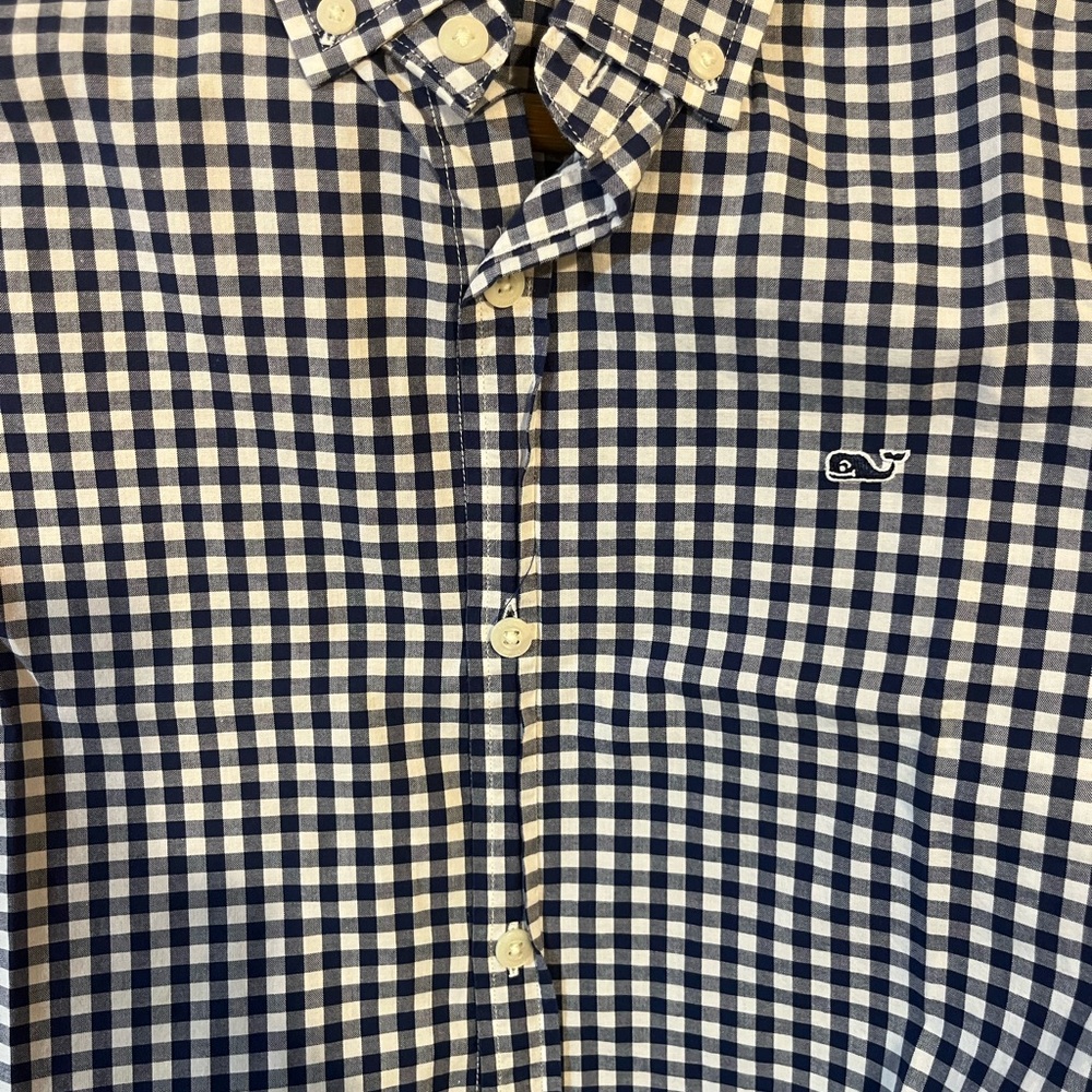 Vineyard Vines Men's Blue and White Check Shirt